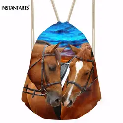 INSTANTARTS Crazy Horse Рюкзак на шнурке Для женщин Для мужчин тренажерный зал, спортивные сумки 3D Животные печати Фитнес Outdoot путешествия Плавание