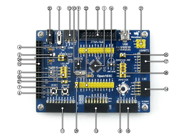 STM32 плата Open103C Стандартный STM32F103CBT6 STM32F103 ARM Cortex-M3 STM32 макетная плата+ PL2303 USB UART модуль комплект