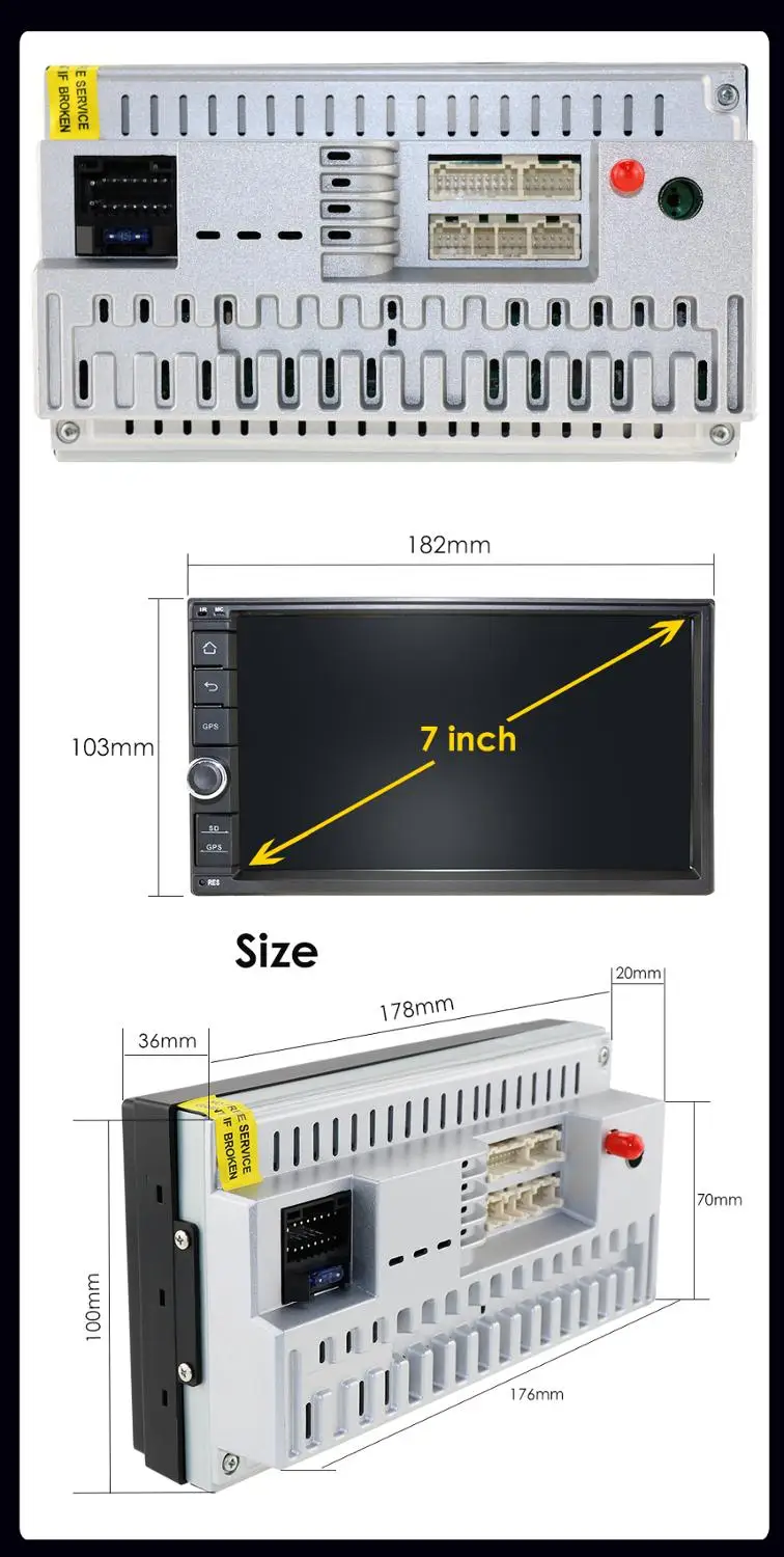  32GROM Android 9.0 Auto Radio Octa Core 7Inch 2DIN Universal Car NO DVD player GPS Stereo Audio Hea