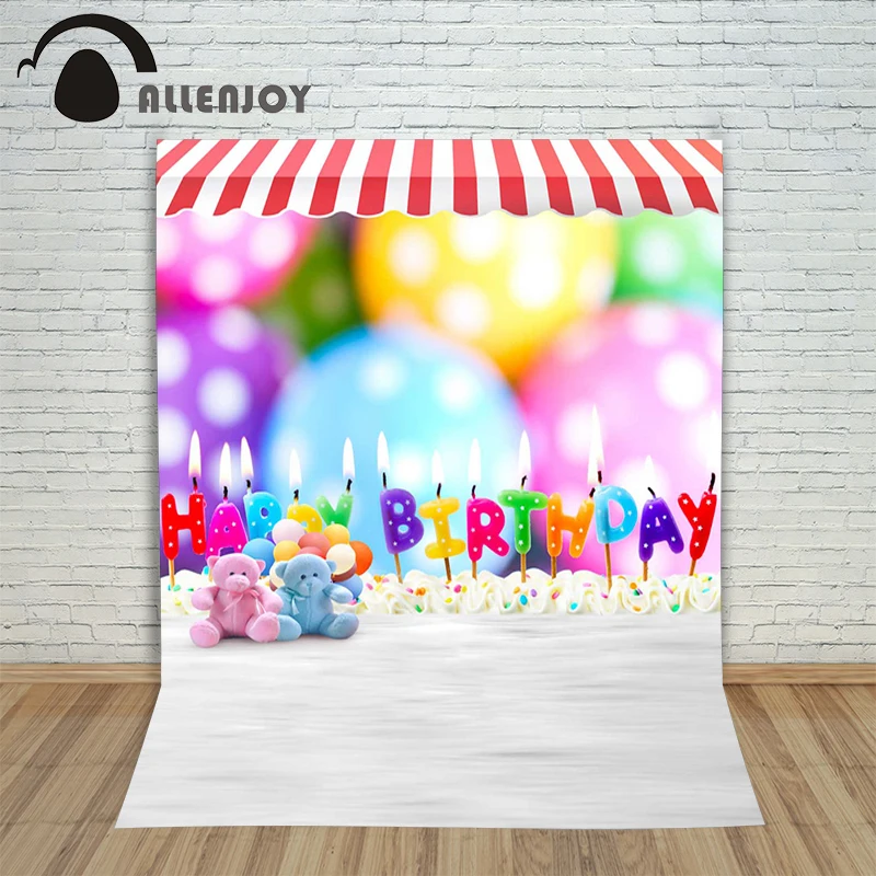 Allenjoy photographic background Fuzzy teddy bear toys birthday candles backdrops newborn wedding vinyl props 7x5ft