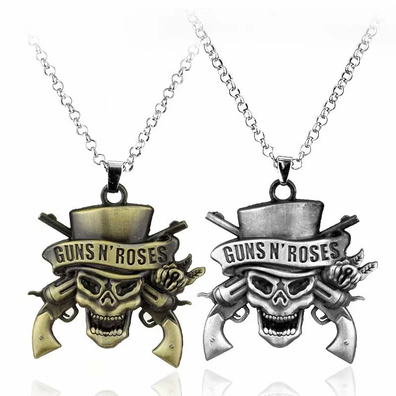 con colgante de púa de guitarra estilo Punk Guns N's Roses GNR Heavy collares de banda y colgantes joyería de declaración para Fans|Collares de cadena| - AliExpress