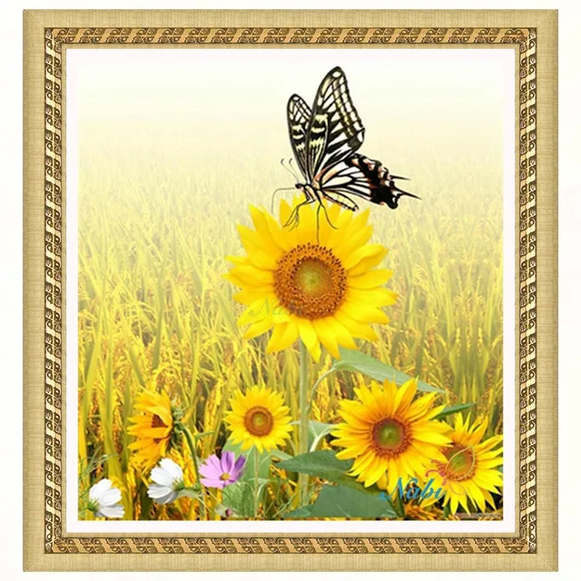 Sunflowers round diamond mosaic painting diamond tcnuh cross