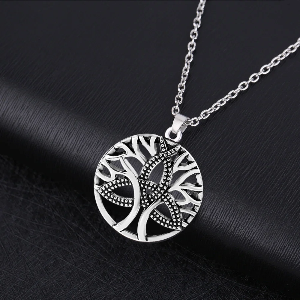 

Skyrim Tree of Life Hollow Out Pendent Necklace for Woman Irish Celtics Trinity Love Symbol Viking Scandinavian Jewelry