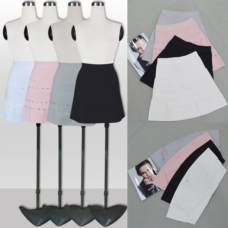 Женская облегающая мини-юбка Однотонная юбка трапециевидной формы с вырезами