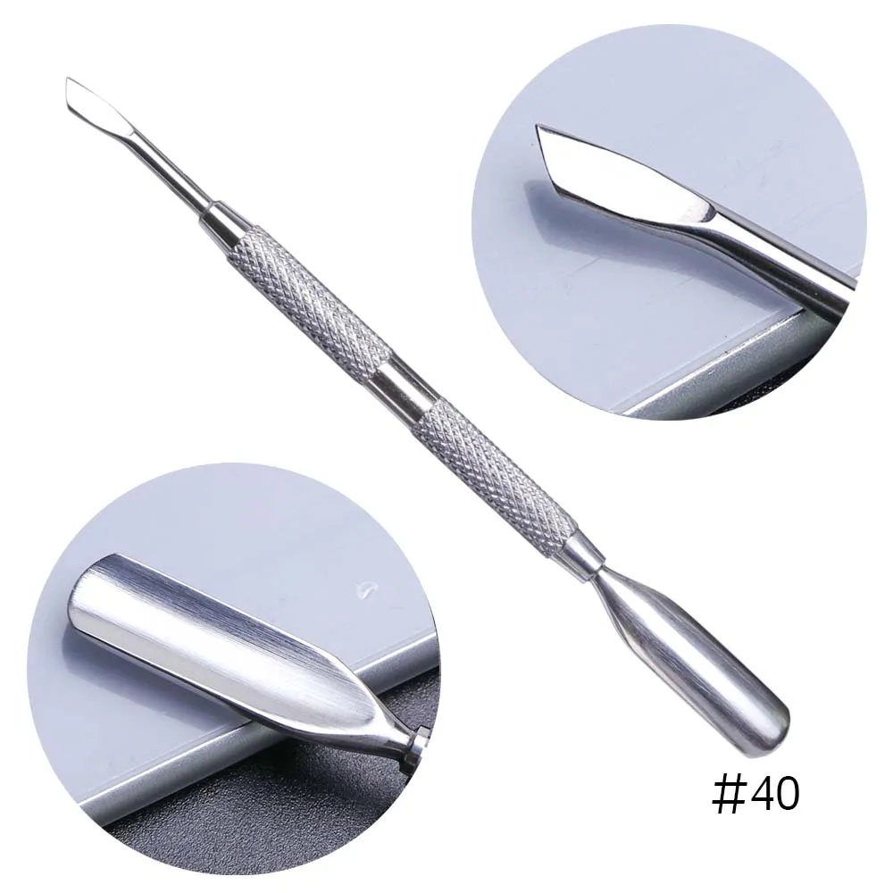 10 тип для удаления двухсторонних ногтей кутикулы толкатель из нержавеющей стали Макияж педикюр инструмент резак уход за маникюром чистый наконечник LA34-43 - Color: 40