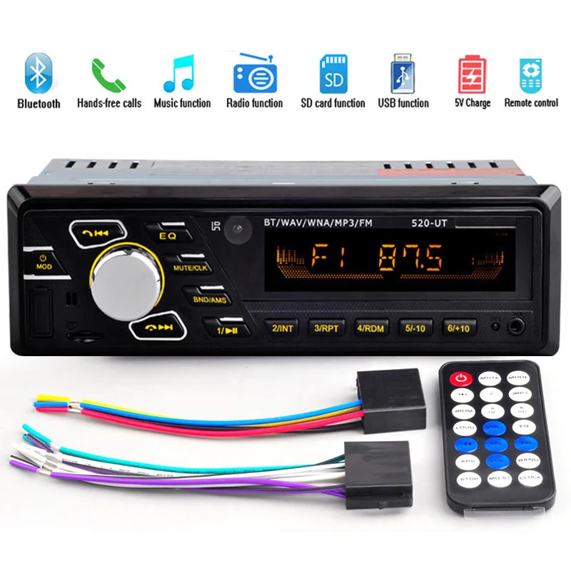 12 В Bluetooth Автомобильный MP3-плеер fm Радио аудио стерео с USB/SD MMC Порты и разъёмы LED Дисплей steeing колесо Управление в-тире 1 DIN