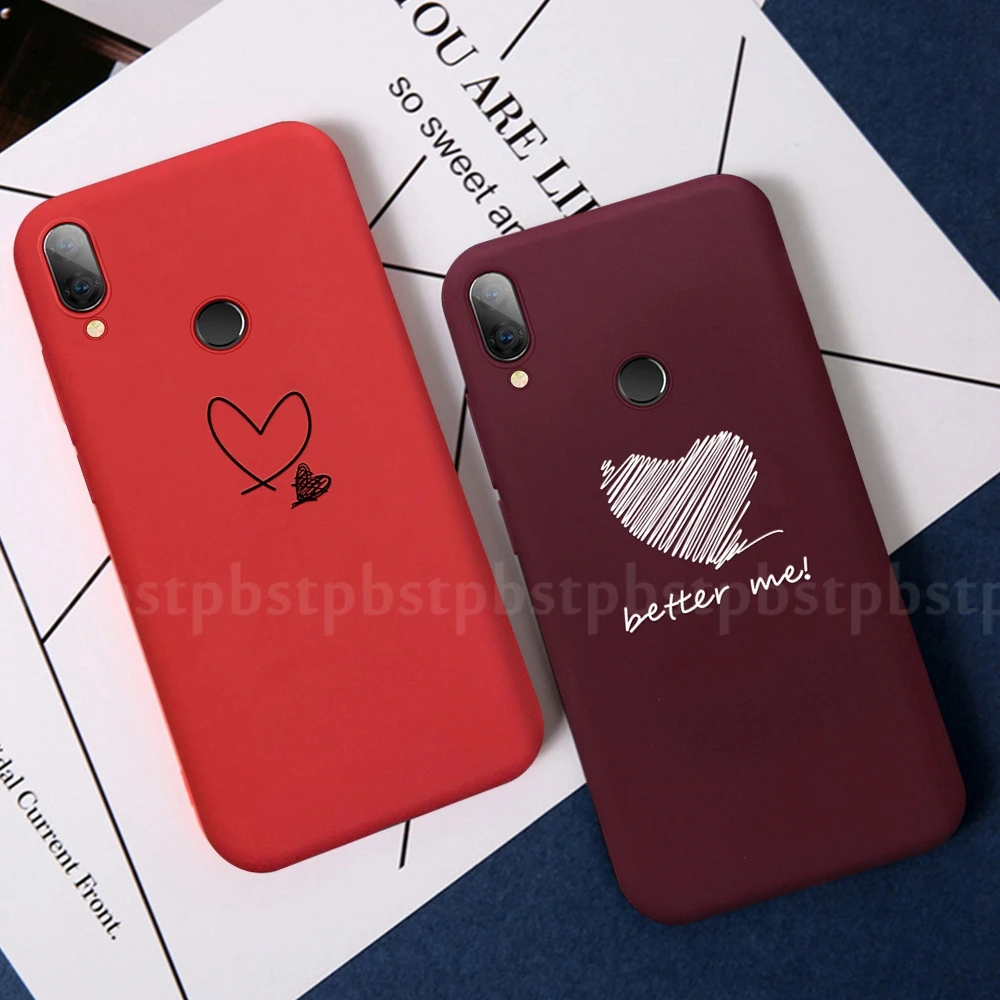 

Phone Case For Xiaomi Redmi Note 7 5 6 7A 6A K20 Pro Cases For Redmi Note 7 Love Heart Couple Cute Cat TPU Protective Back Cover