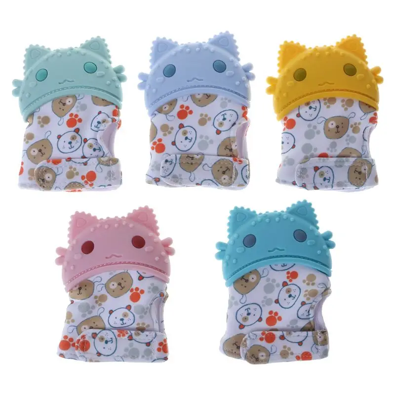 

Baby Teether Gloves Squeaky Grind Teeth Oral Care Teething Pain Relief Newborn Bite Chew Sound Toys Adjustable Silicone BPA Free