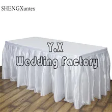 Белый Цвет Атлас Юбка для стола \ Скатерти плинтус для Свадебные украшения Event