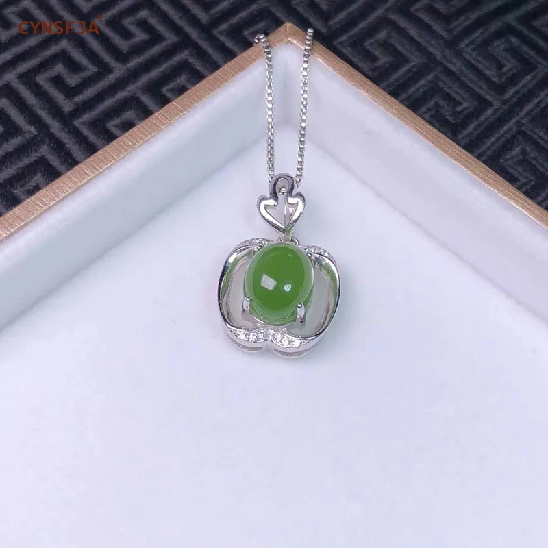 

Certified Natural Hetian Jade Jasper 925 Silver Inlaid Jade Lucky Jade Pendant High Quality Best Gifts for Ourself Mother