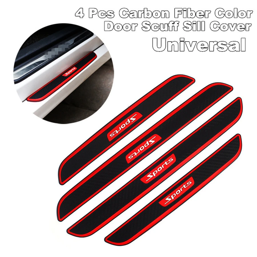 

Universal Carbon Fiber Color Rubber Car Door Scuff Sill Cover Panel Step Protector +Bumper Corner Protector