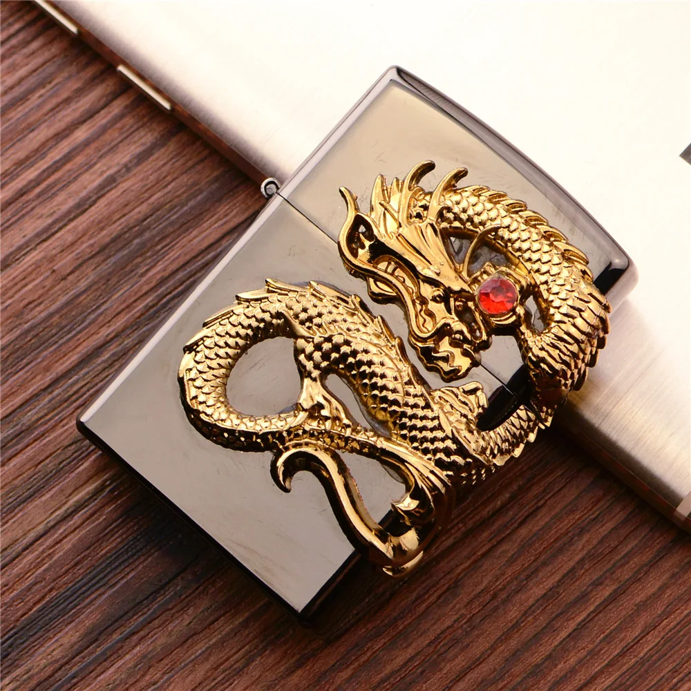 Новое поступление 3D Dragon двойная импульсно дуговая Зажигалка металлическая USB