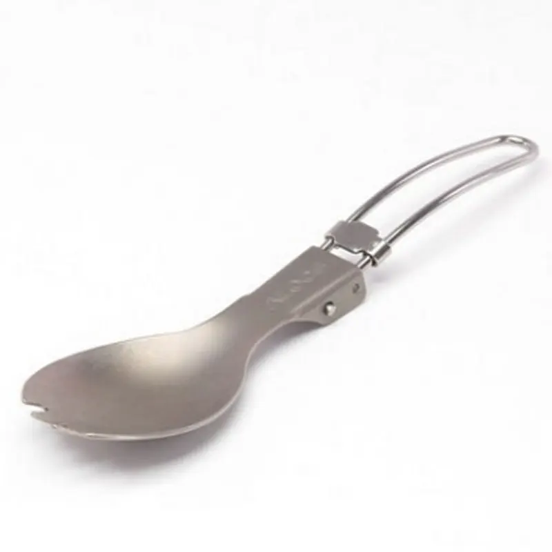 

Outdoor Camping Titanium Lightweight Spoon Fork Picnic Portable Climbing Trip Travel Folding Spork Cookware