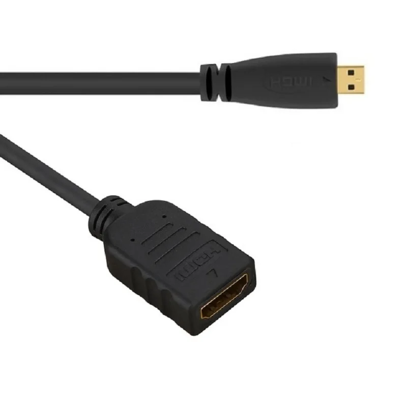 

6inch 32AWG High Speed HDMI Cable With Ethernet - HDMI Micro Connector male to HDMI Connector female - Black