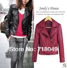 Free Shipping 2016 New Winter Women Coat Short Zipper Motorcycle Leather Jacket Pu Leather Clothes XS/S/M/L/XL