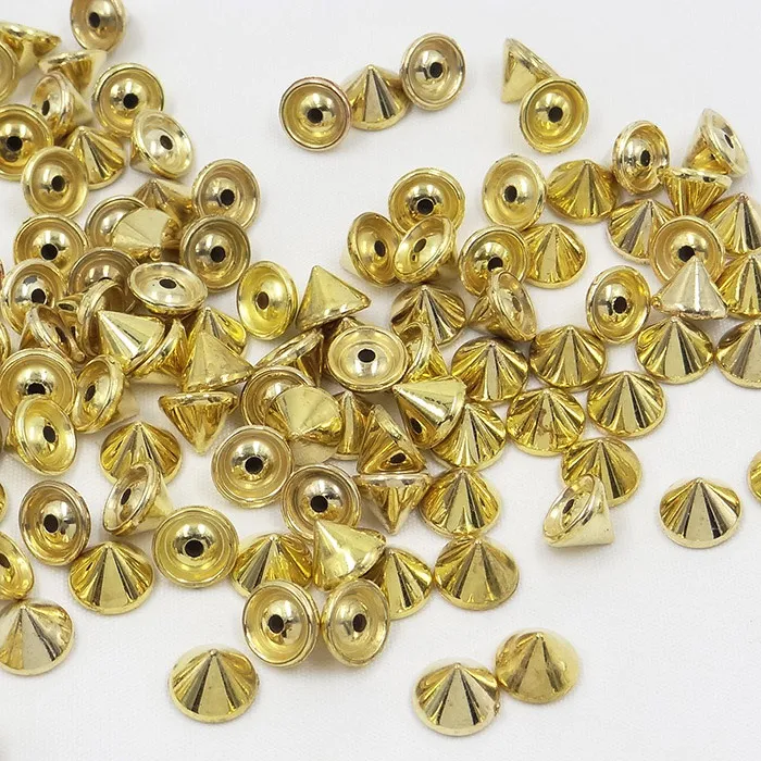 JUNAO 10 мм серебристые золотые заклепки и Шипы Панк декоративная заклепка для кожаной одежды DIY аксессуары ручной работы 500 шт - Цвет: Gold