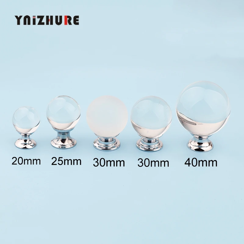 YNIZHURE New Brand 20-40mm Scrub Ball Design Crystal Glass Clear Knobs Cupboard Cabinet Pulls Kitchen Door Handles Drawer Handle ► Photo 1/6