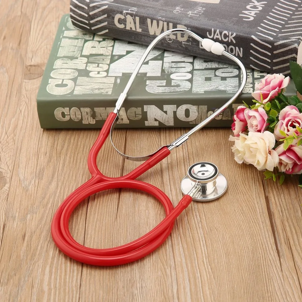 Double Dual Head Stethoscope Single Tube Doctor Nurse Professional Cardiology Stethoscope Aluminium Alloy Chestpiece Health Care