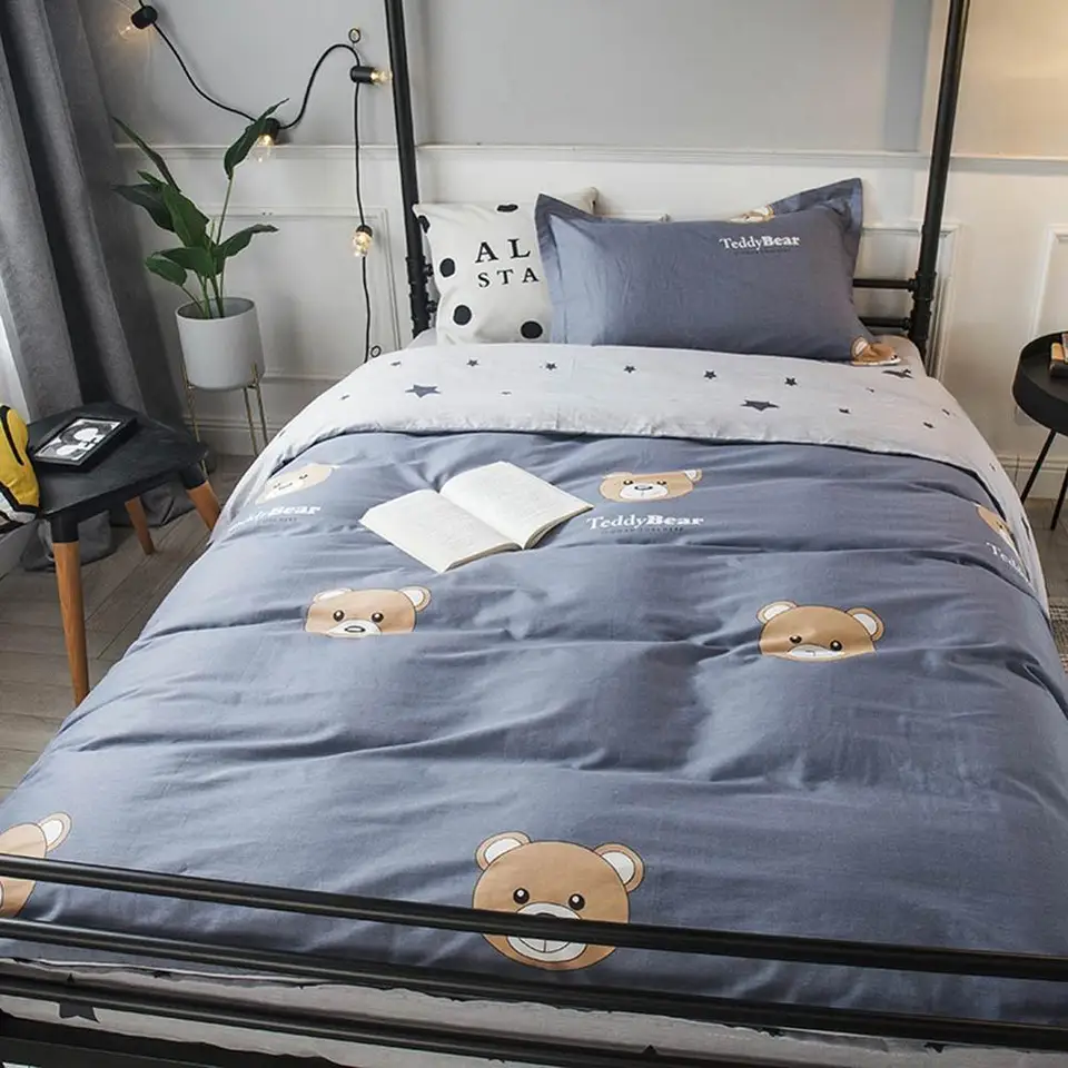 grey teddy duvet set
