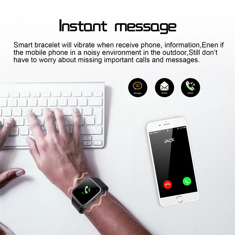 Smart Watch Blood Pressure Monitor Heart Rate Bluetooth Smartwatch men Call Message Reminder Wearable devices Bracelet Sports