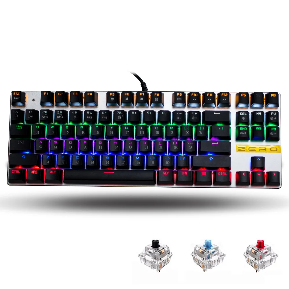 

Factory batch sales Metoo Mechanical Keyboard 87/104 keys Blue Black Red Switch Backlit wired Gaming Keyboard Russian keyboard