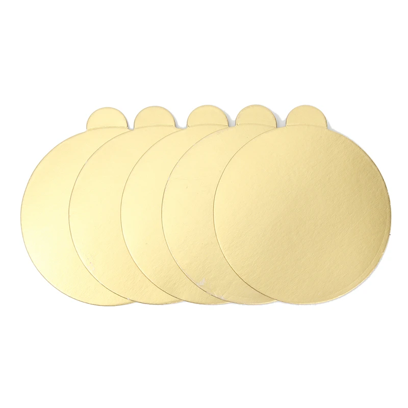 100pcs/Set Round Mousse Cake Boards Gold Paper Cupcake Dessert Displays Tray Wedding Birthday Cake Pastry Decorative Tools Kit