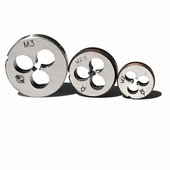 Vendita a costo di 3 pezzi in totale 1 pezzo di ciascuna matrice manuale rotonda metrica M2 M2.5 M3 per filettatura di piccoli pezzi metallici in alluminio e rame