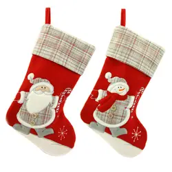 Бесплатная доставка, партия из 2 предметов Рождественские носки 18 "Санта Клаус снеговик подарок носок орнамент Носки для девочек