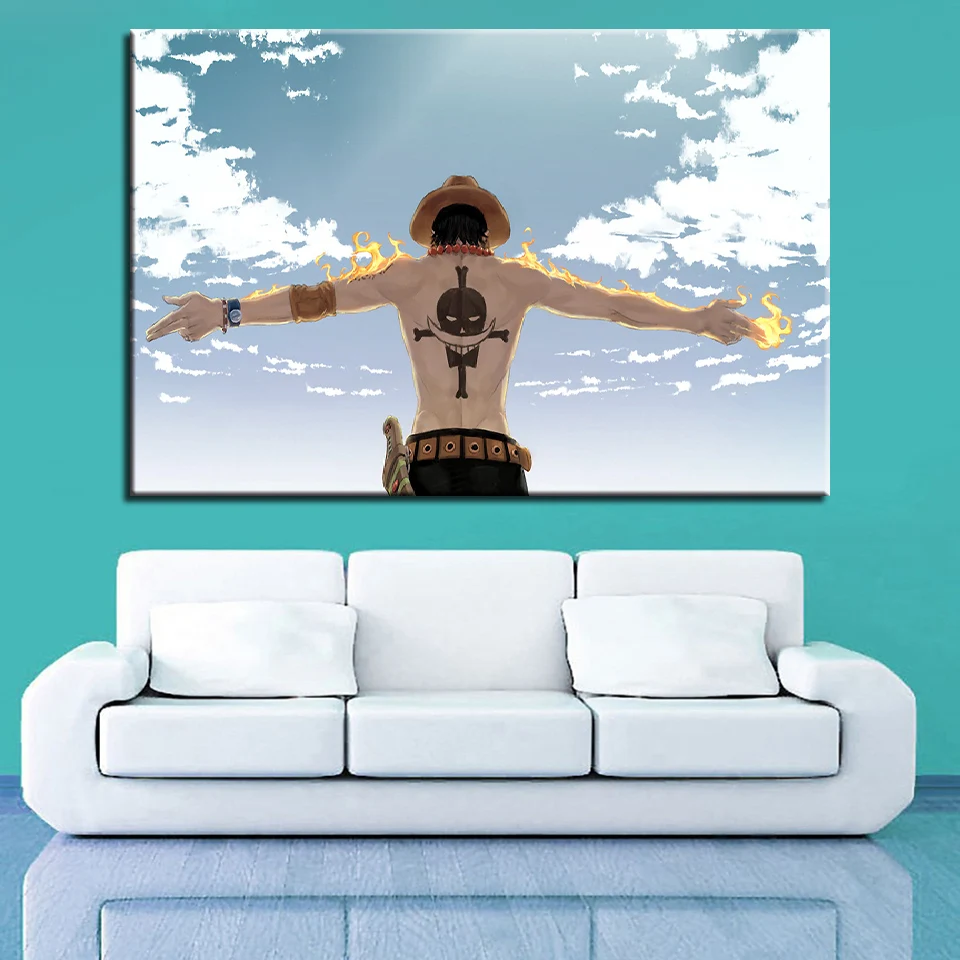 Modern Framed Anime Canvas HD Printed Living Room Pictures 1 Pieces One Piece Luffy Paintings