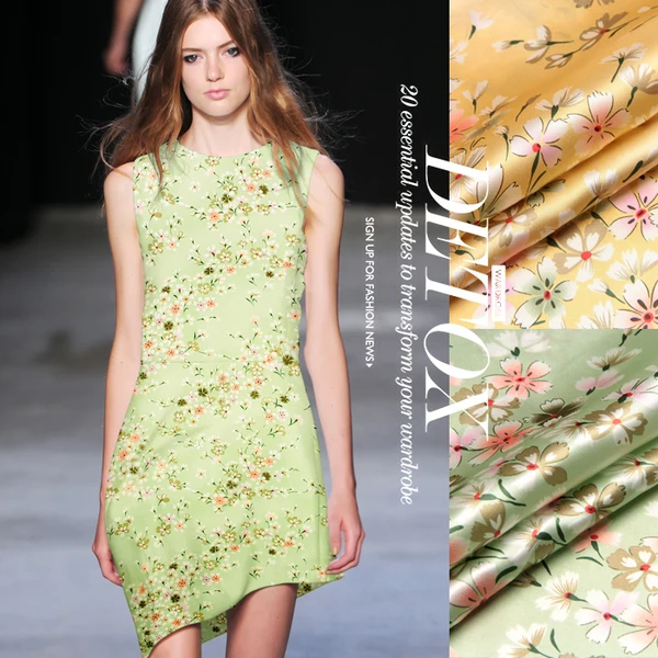 

SS020 SP095 Pure Silk/ Primrose,Be In Love With/High Quality /Silk Fabric Mulberry Silk Satin or Stretch /Width 1.25yd~1.31yd