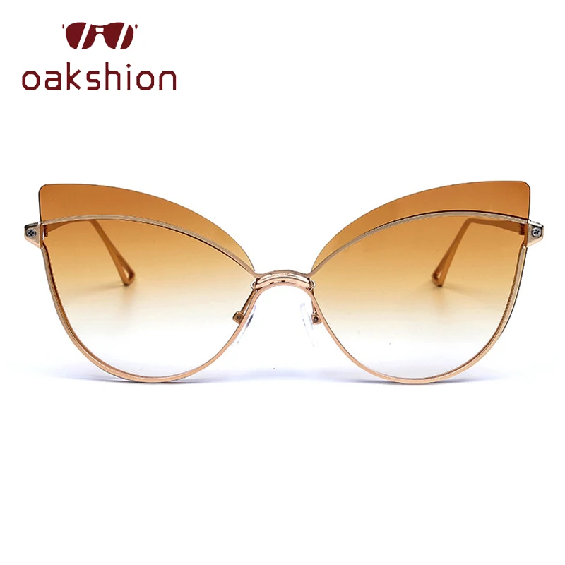 oakshion Sexy Ladies Metal Cat Eye Sunglasses Women 2019 Fashion Cateye Eyeglasses Gradient Sun Glasses Female Eyewear Shades