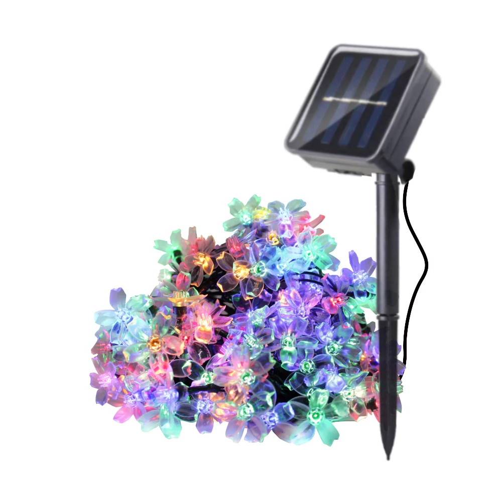 Sakura Flower Solar Led String Lighting Garland 7M 50 LED Outdoor Waterproof Garden Lamp Christmas Lights