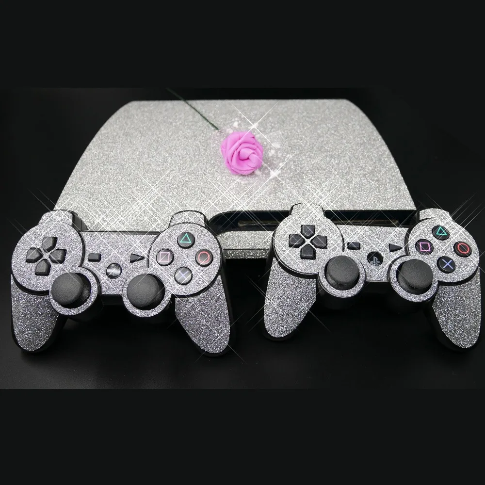 Блестящие серебряные блестящие наклейки для Sony PS3 Slim PlayStation 3 и 2 защитные
