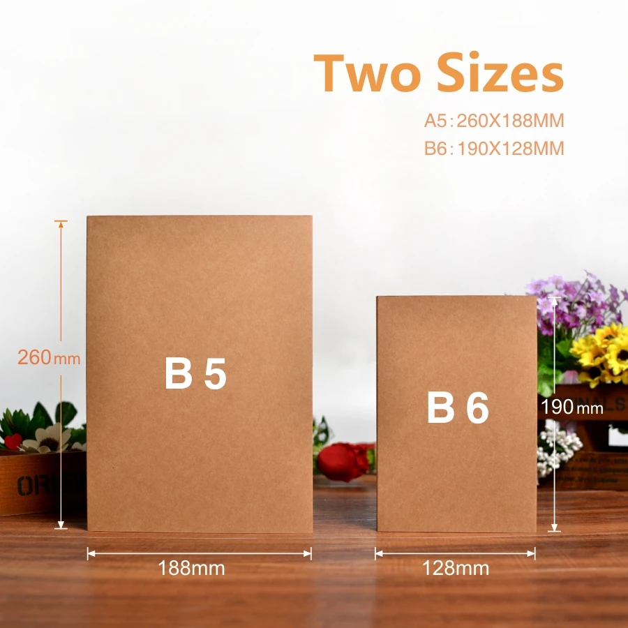 B5 B6 Kraft cover Notebook Blank pages plain paper 120 or 60 sheets can choose Journal school stationery 100gsm Kraft paper B5 B6 Kraft cover Notebook Blank pages plain paper 120 or 60 sheets can choose Journal school stationery 100gsm Kraft paper