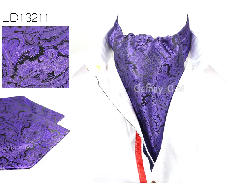 Men Vintage Polka Dot Wedding Formal Cravat Ascot Scrunch Self British style Gentleman Polyester Silk Neck Tie Luxury