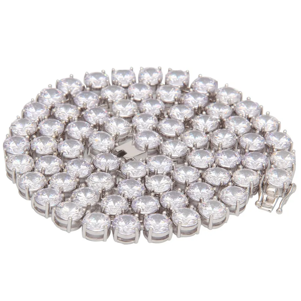 8 мм круглый кубический цирконий теннисная цепь ожерелье для мужчин хип-хоп Bling Iced Out 1 ряд CZ звено цепи Чокеры ожерелье s рэппер ювелирные изделия