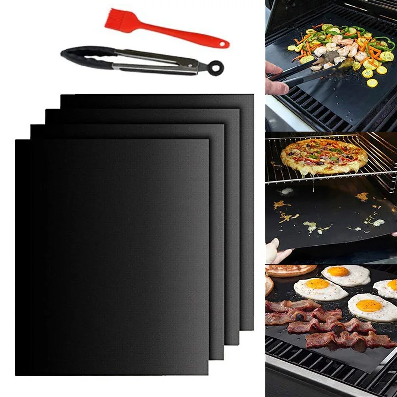 

6Pcs BBQ Grill Mat Set Non-stick Reusable Heat Resistant Sheets for Charcoal Electric Grill MYDING