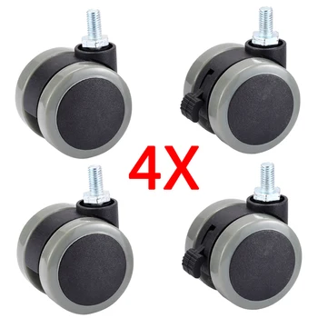 

Myhomera 4Pcs 2" M8 Universal Mute Chair Wheel Caster Heavy Duty 50kg Swivel Castor Replace Furniture Wheels Roller Rubber Brake