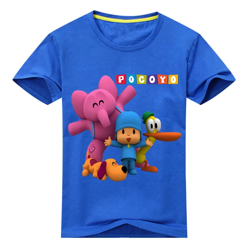 

Children Summer Short Sleeve Cartoon Pocoyo Print T-shirt Clothing For Kids Tee Tops Costume Boy Girl White Tshirt Clothes DX049