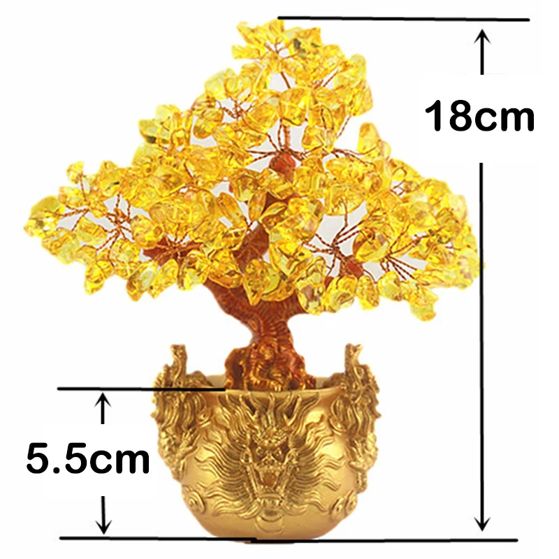 Newest Crystal Money Tree Ornaments Lucky Tree Bonsai Style Wealth Luck Feng Shui Bring Wealth Home Money Tree Ornaments