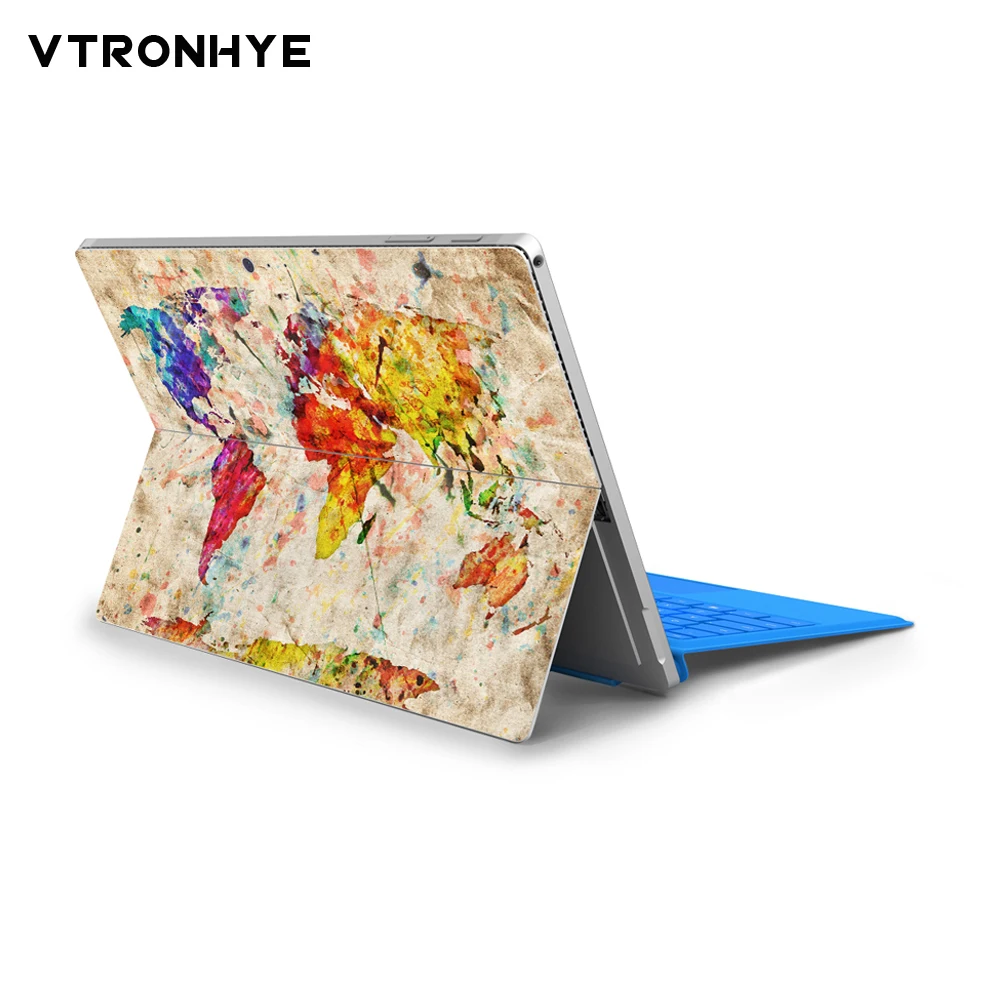

Vinyl Decal Geographic map Notebook Stickers for Microsoft Surface Pro 6 Full Back Cover Laptop Skin Sticker for Surface Pro 4 5