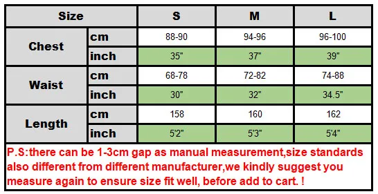 size chart victorian