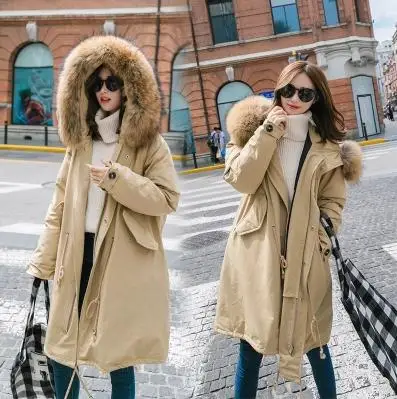 Fourrure À Mode Veste Coton khaki Réel Mince Manteau Parkas De Chaud Vers Bas Hiver Col Lâche Outwear Femmes Le Épaissir Capuchon L1402 Oversize Black 8PSIwxT