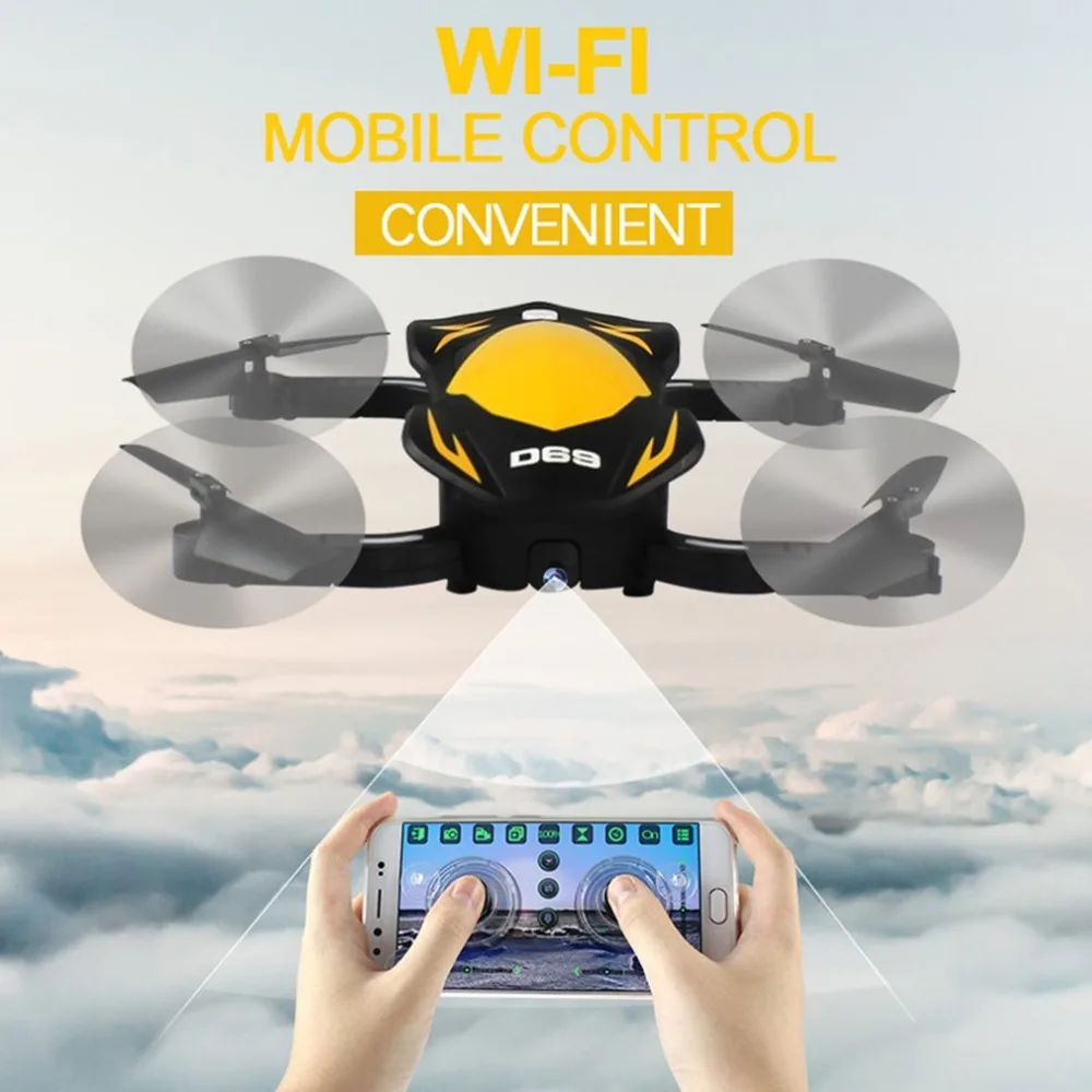 

D69 Drone with Camera 3.0MP 2.4Ghz RC Control Wifi FPV Holding Quota Folding Gravity Sense Control Fixed Height RC Quadcopter