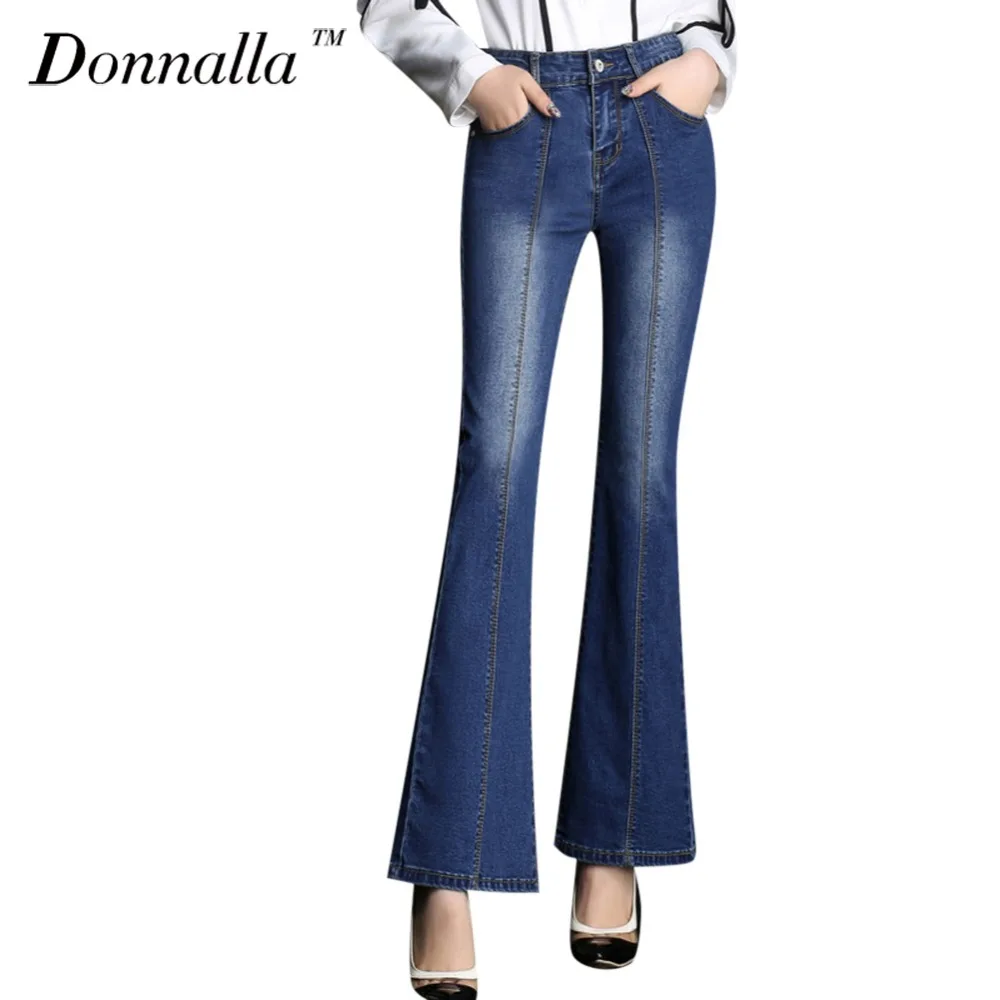 

Donnalla Women Jeans 2017 New Flare Jeans Women's High Waist Boot Cut Jeans Fashion Autumn Denim Flares Pants Elastic Trouser