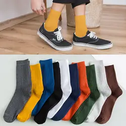 Мужские носки четыре сезона двойные иглы носки хлопок 10 цветов вертикальная полоса Дезодорант пот-абсорбирующие хлопковые носки (B)