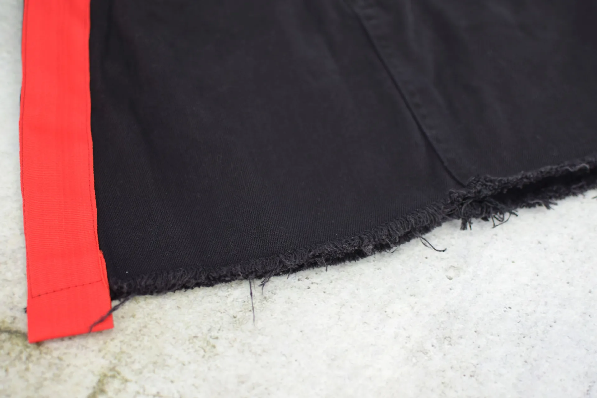 Logami Высокая Талия Джинсовая юбка Высокая Талия трапециевидной формы Мини-юбки женщин Лоскутная сезон: весна–лето сексуальные юбки черный и красный