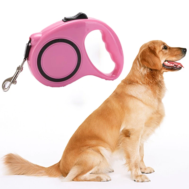 pink extendable dog lead