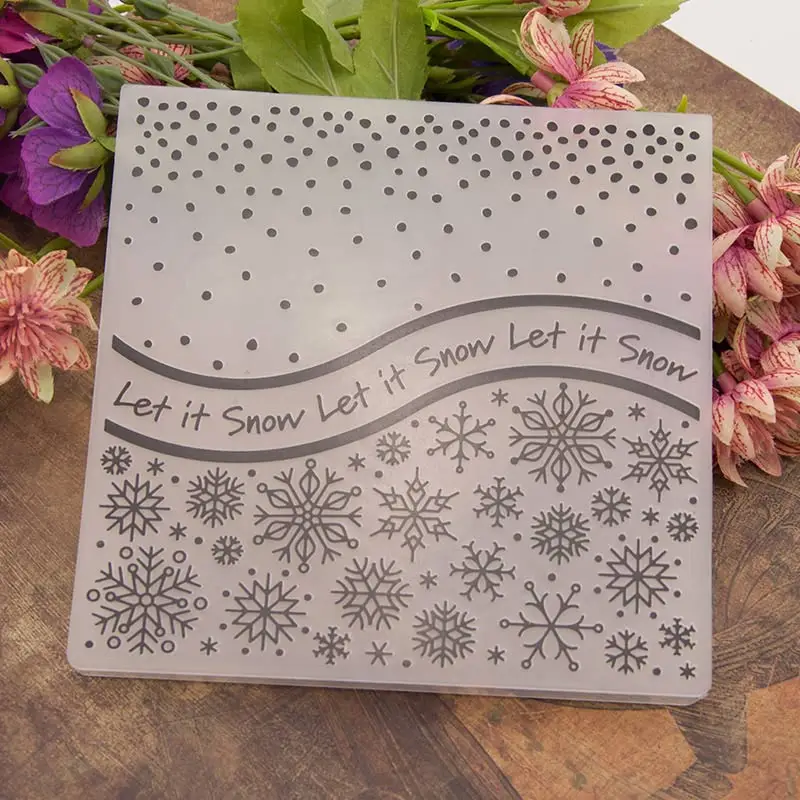 

Let it Snow Snowflake Painting Stencil DIY Home Cake Decor Planner Scrapbooking Album Crafts Arts Template Decoration Card Tool