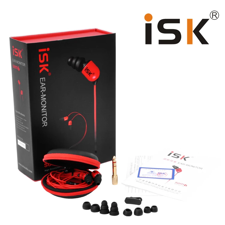 Оригинальные профессиональные наушники ISK SEM6 Montoring красные мониторы 3 5 мм + 6